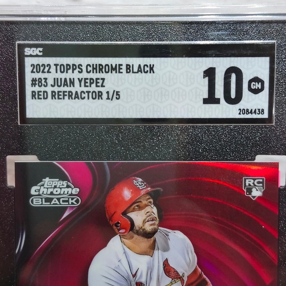2022 Topps Chrome Black‎ Juan Yepez #83 Red Refractor 1/5 SGC 10 Rookie Card - Picture 2 of 11